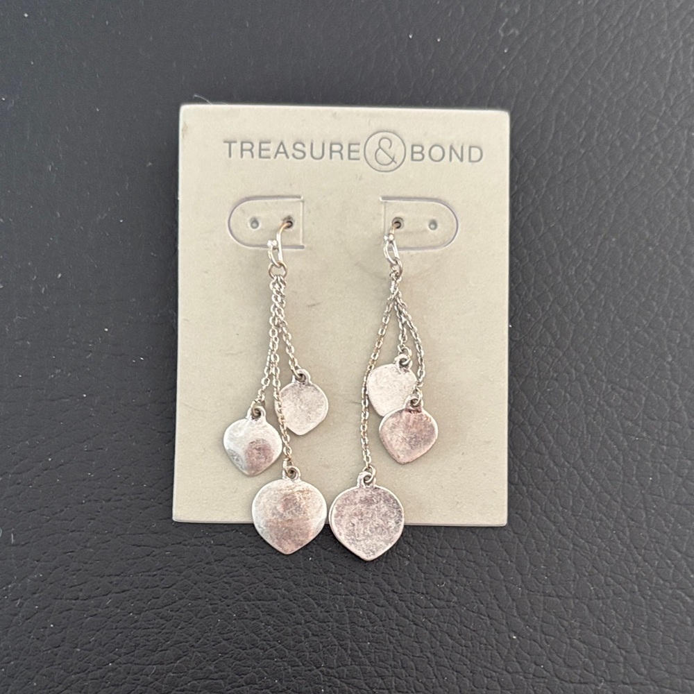 Treasure & Bond Silver Heart Drop Earrings